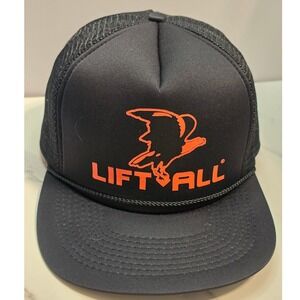 Lift-All‎ Logo Trucker Hat Black Orange Mesh Snapback Cap Speedway Tag Mens